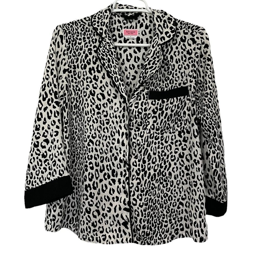 Kate Spade Pajama Top Blouse Animal Print Leopard Size S